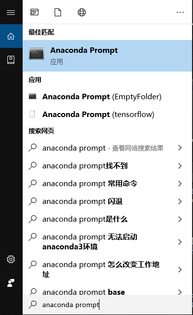 Searching Anaconda prompt